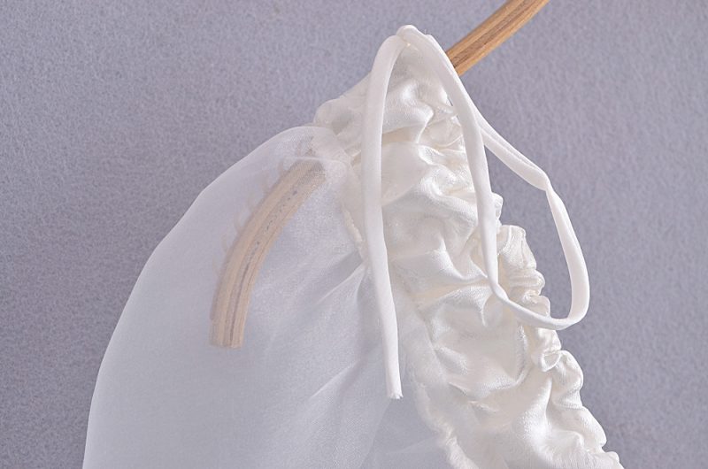 Ribbon Lace-up Organza Sleeves Jacquard Shirt Spring Solid Color Square Collar Long Sleeve Shirt - Image 5