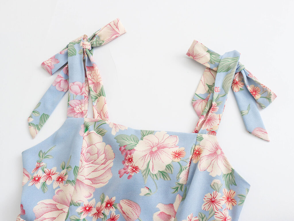 Sundress Early Spring Sweet Lovely Lace Printing Back Tie Dress Shoulder Bow Tie Strap - Image 4