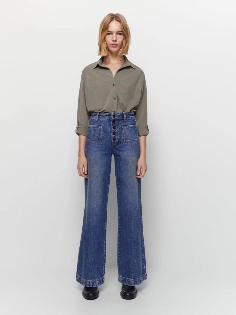 Spring Urban Casual Women Cardigan Collared Width Rollable Sleeves Knitted Shirt - Image 4