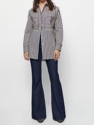 Asymmetric Striped Casual Shirt