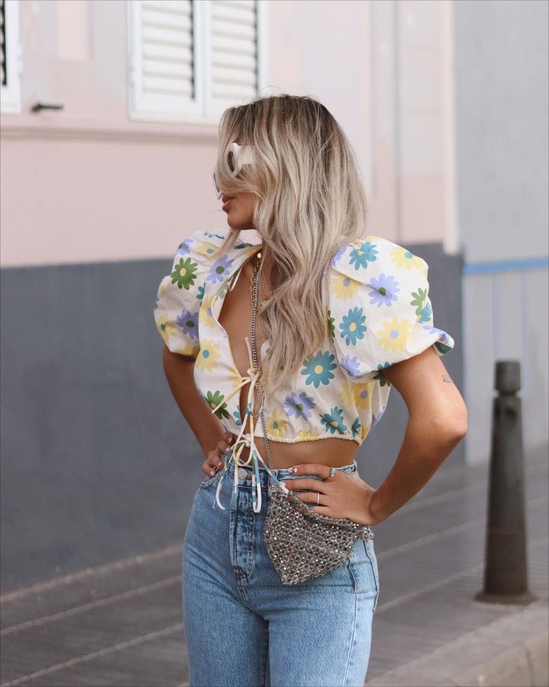 Spring Summer Women Clothing Floral Print Poplin Top Shirt - Image 4