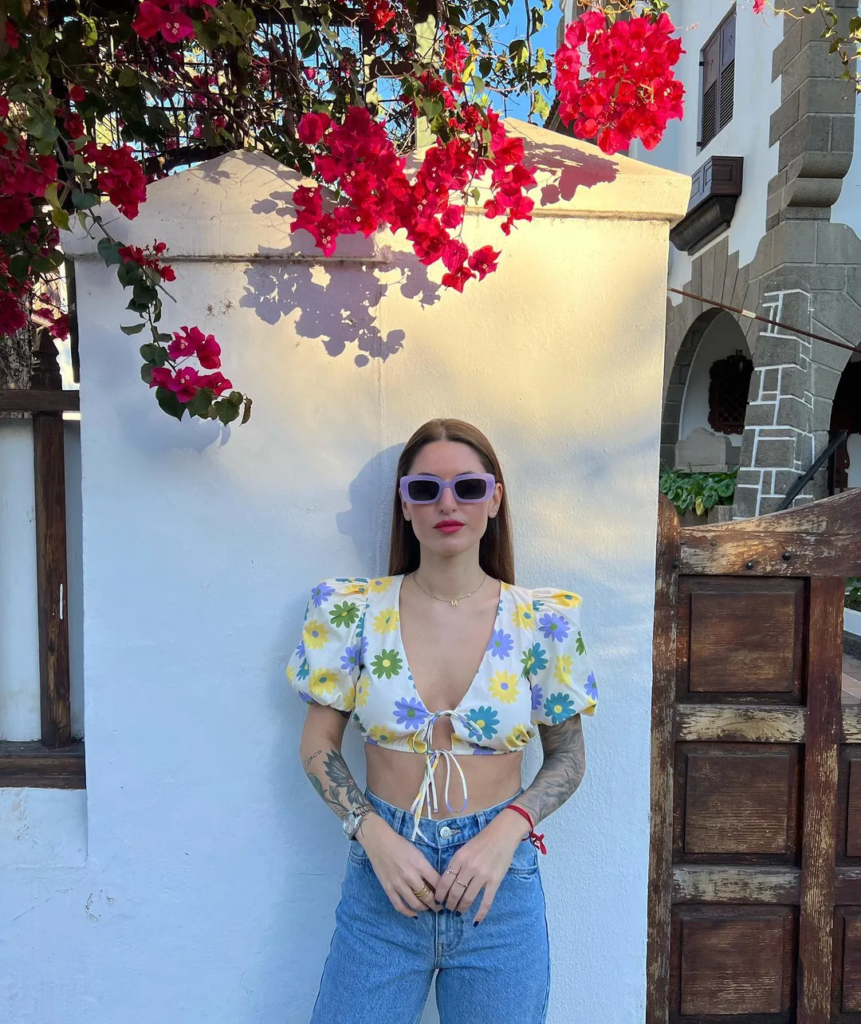 Spring Summer Women Clothing Floral Print Poplin Top Shirt - Image 5