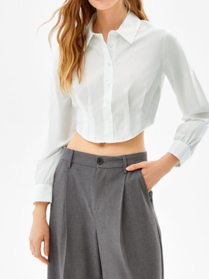 Summer Poplin Shirt Single-Breasted Short Top