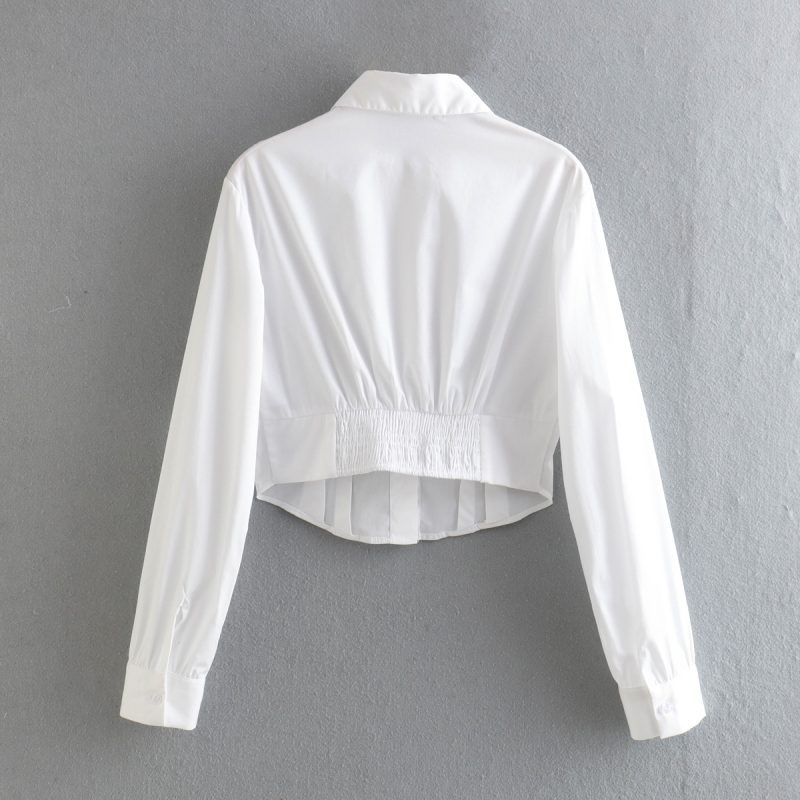 Summer Poplin Shirt Single-Breasted Short Top - Image 5