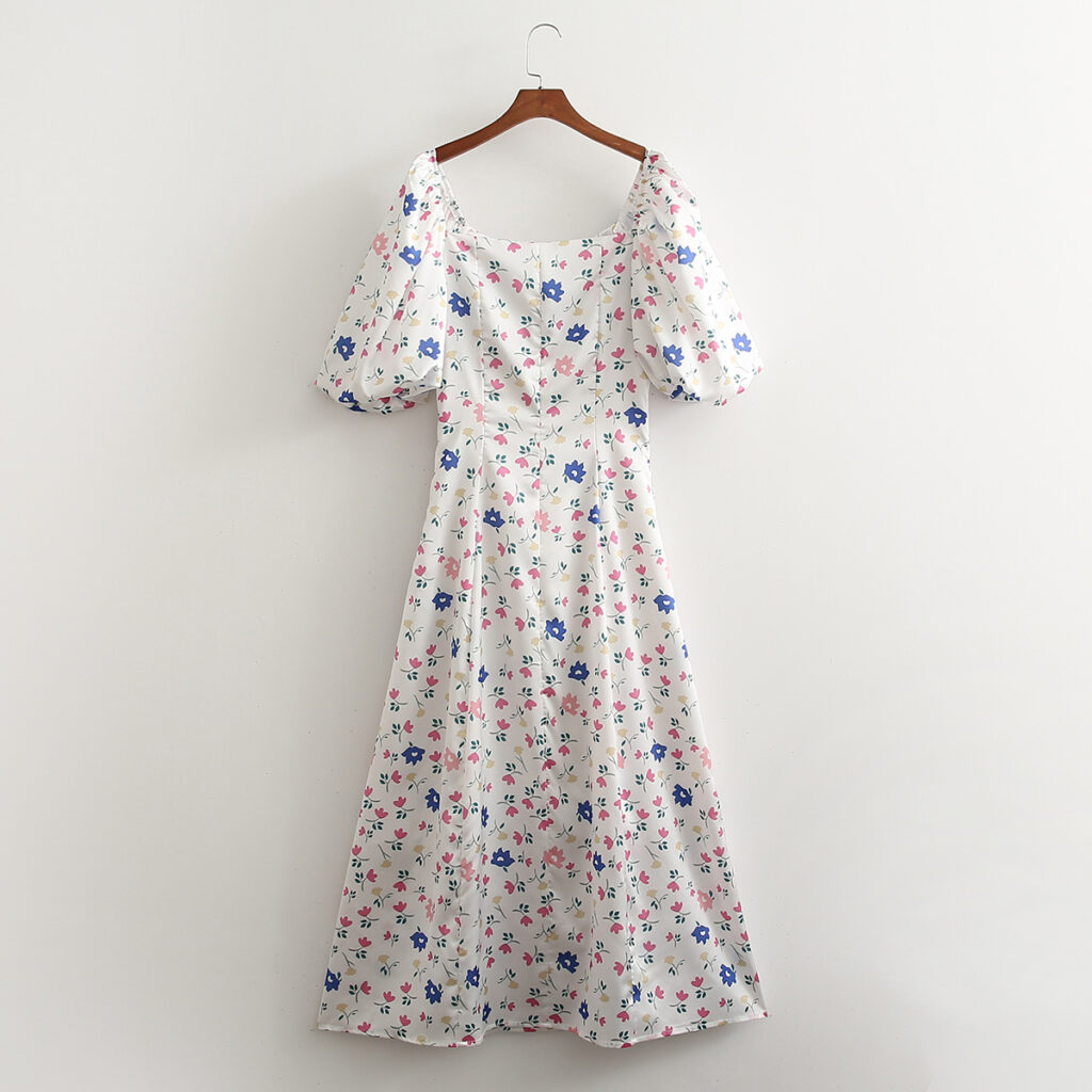 Spring Women Clothing Satin Wrapped Chest Small Floral Hollow Out Cutout Design Dress Slim Fit Sexy - Image 3