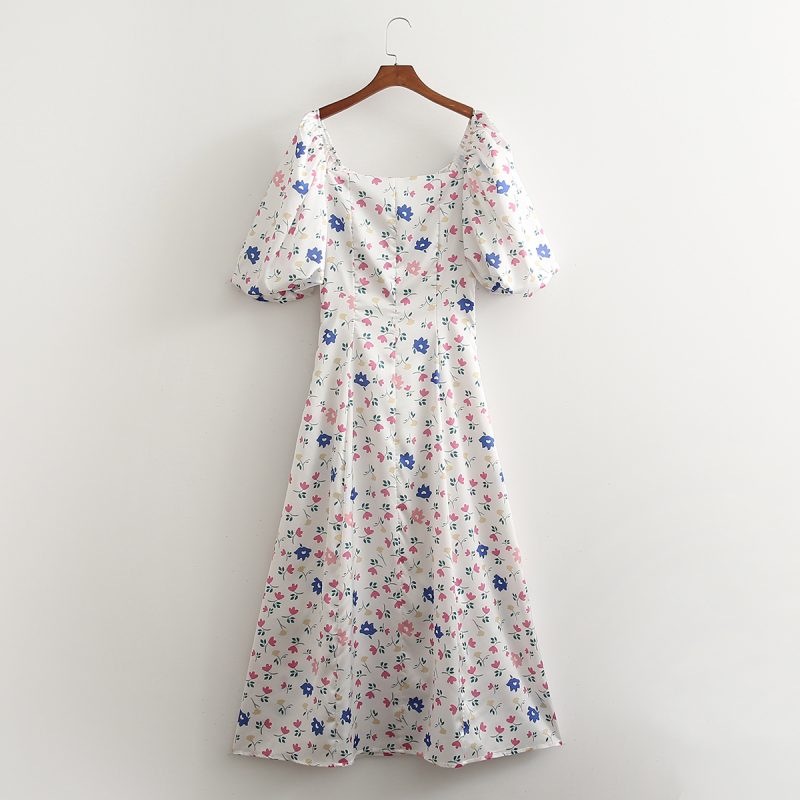 Spring Women Clothing Satin Wrapped Chest Small Floral Hollow Out Cutout Design Dress Slim Fit Sexy - Image 3