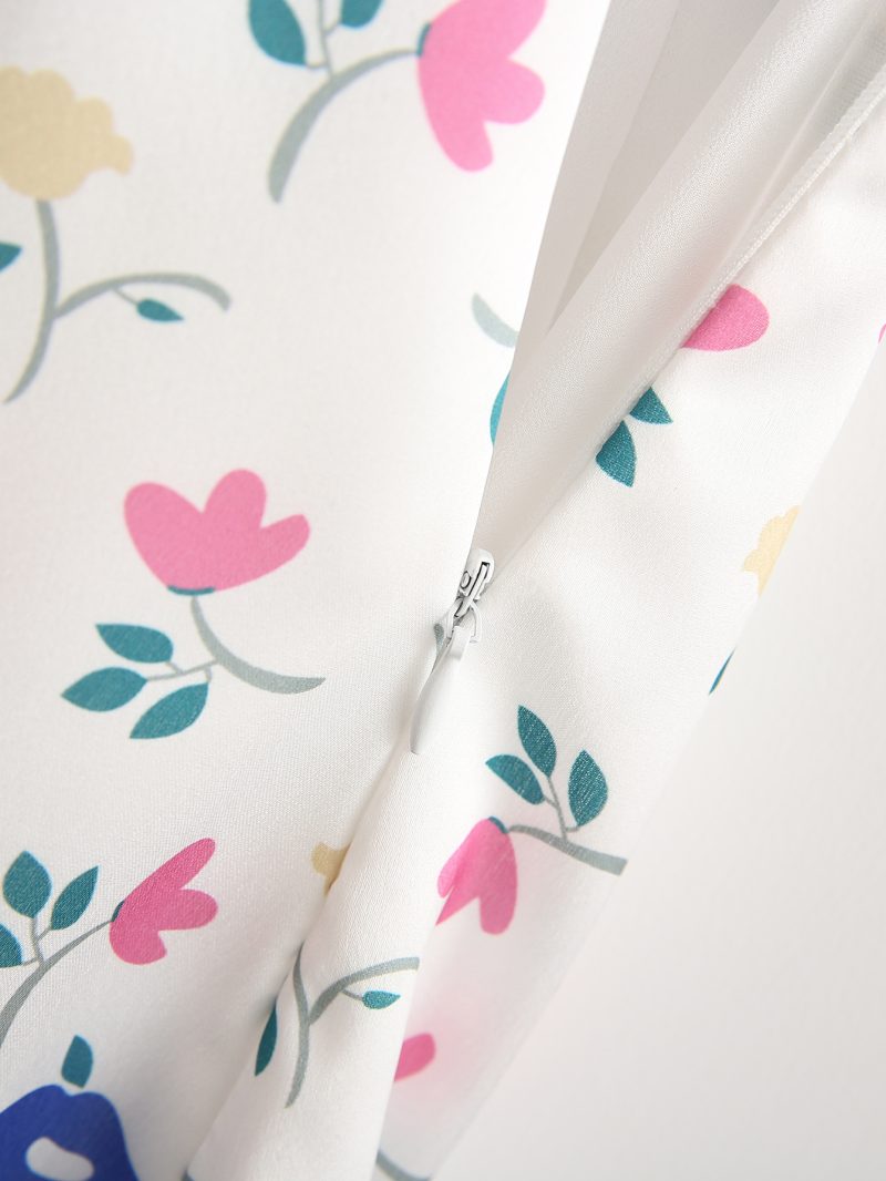 Spring Women Clothing Satin Wrapped Chest Small Floral Hollow Out Cutout Design Dress Slim Fit Sexy - Image 5