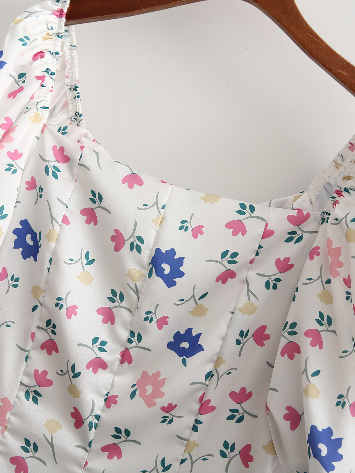 Spring Women Clothing Satin Wrapped Chest Small Floral Hollow Out Cutout Design Dress Slim Fit Sexy - Image 6