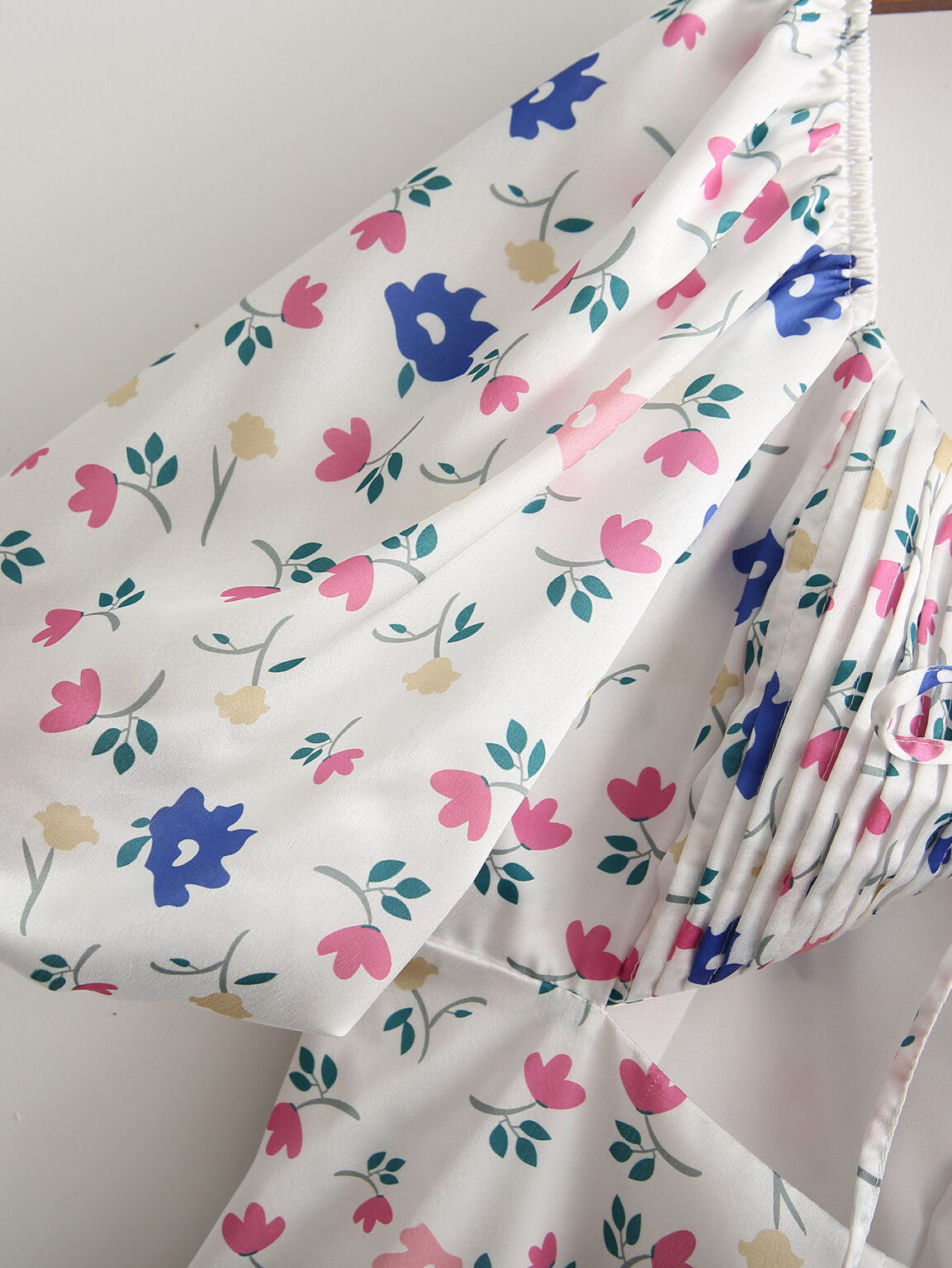 Spring Women Clothing Satin Wrapped Chest Small Floral Hollow Out Cutout Design Dress Slim Fit Sexy - Image 7