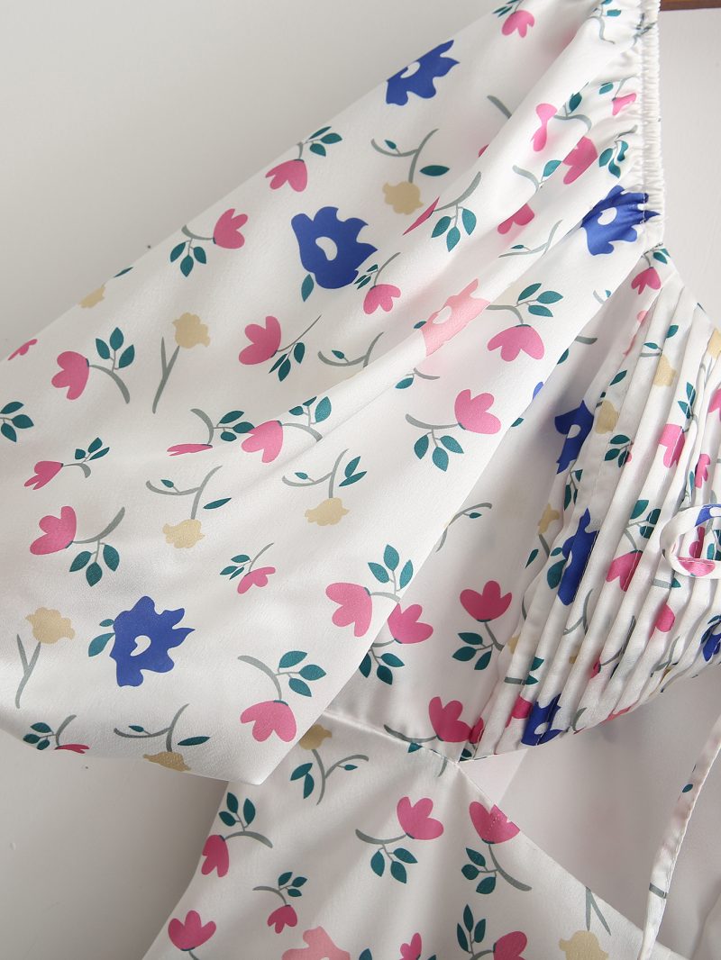 Spring Women Clothing Satin Wrapped Chest Small Floral Hollow Out Cutout Design Dress Slim Fit Sexy - Image 7