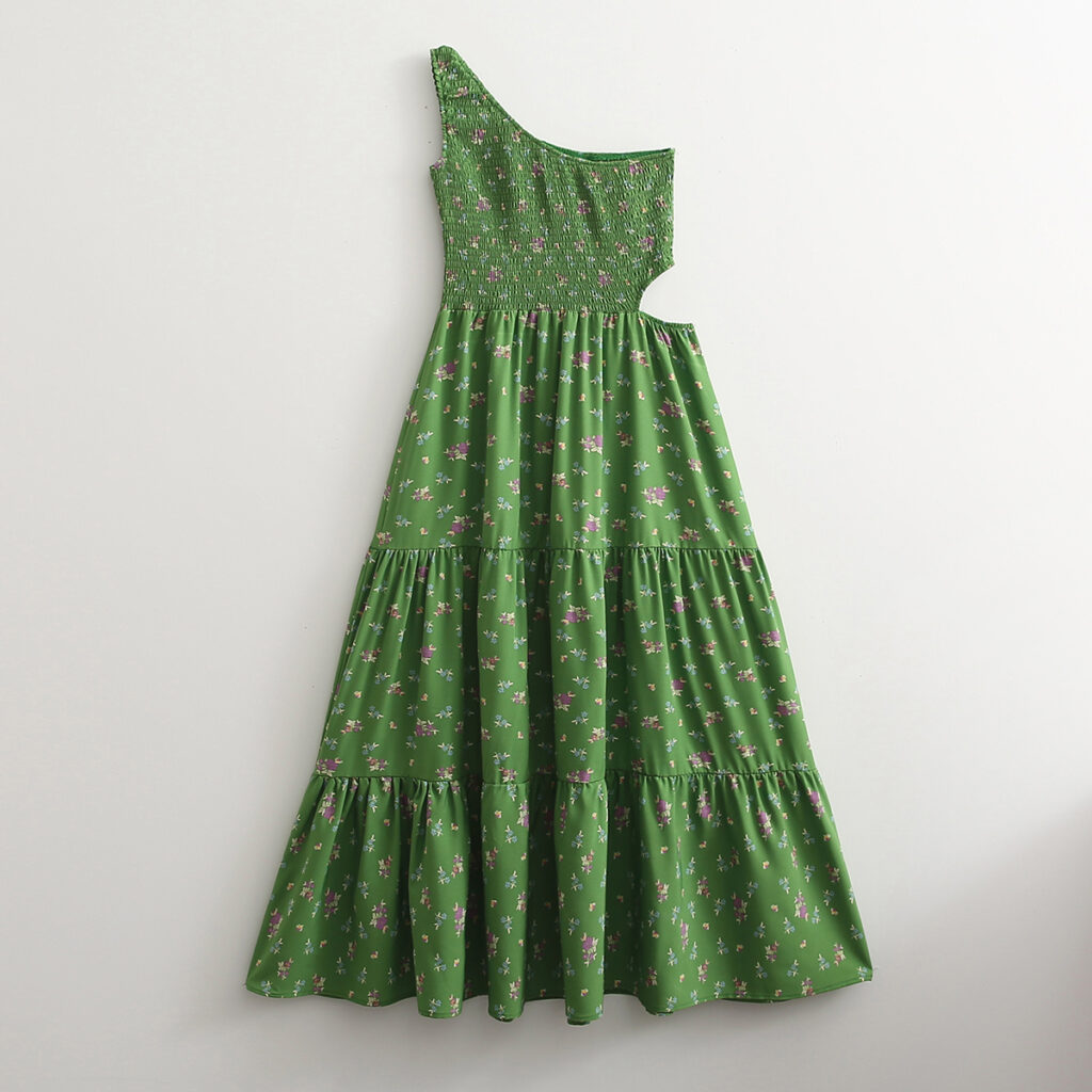 Spring Women Clothing Hollow Out Cutout Shoulder Chest-Wrapped Dress - Image 2