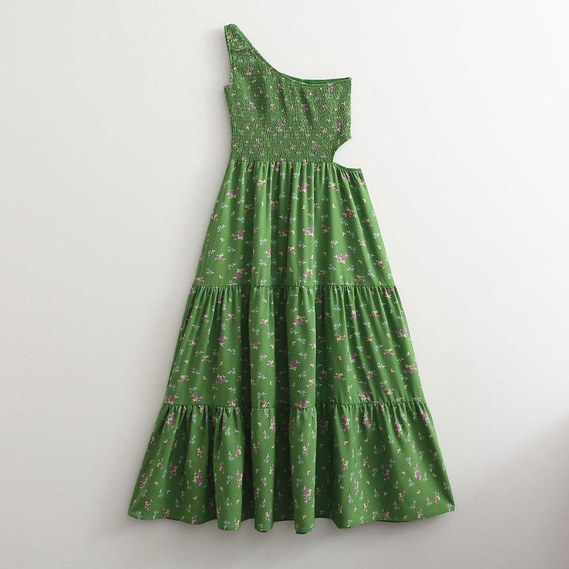 Spring Women Clothing Hollow Out Cutout Shoulder Chest-Wrapped Dress - Image 2