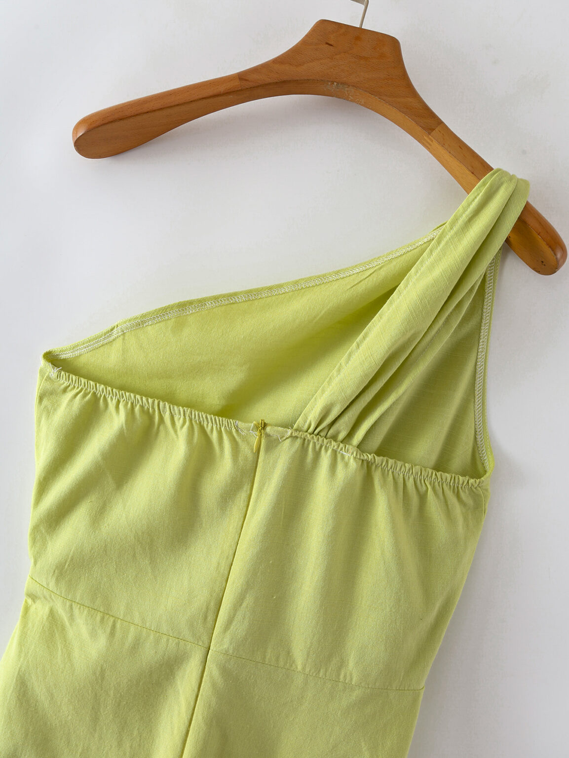 Spring Women Clothing One Shoulder Asymmetric Shoulder Criss Cross Lace-up Design Dress Short - Image 4
