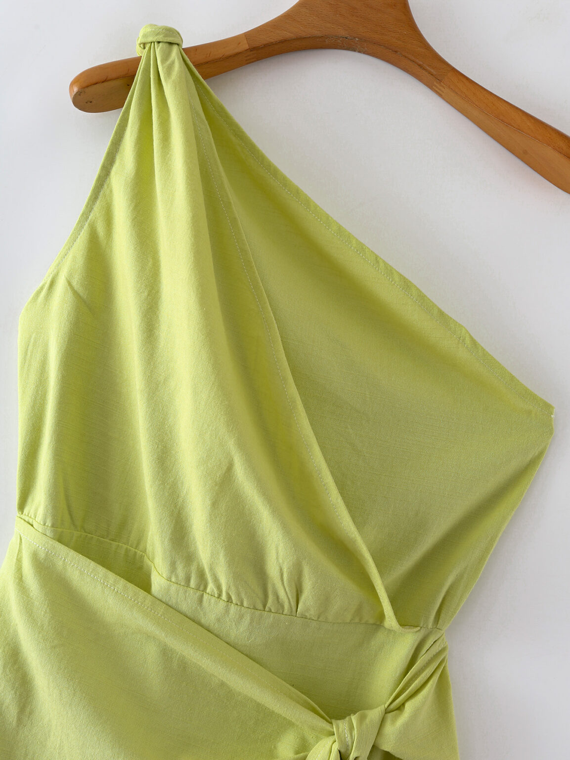Spring Women Clothing One Shoulder Asymmetric Shoulder Criss Cross Lace-up Design Dress Short - Image 5