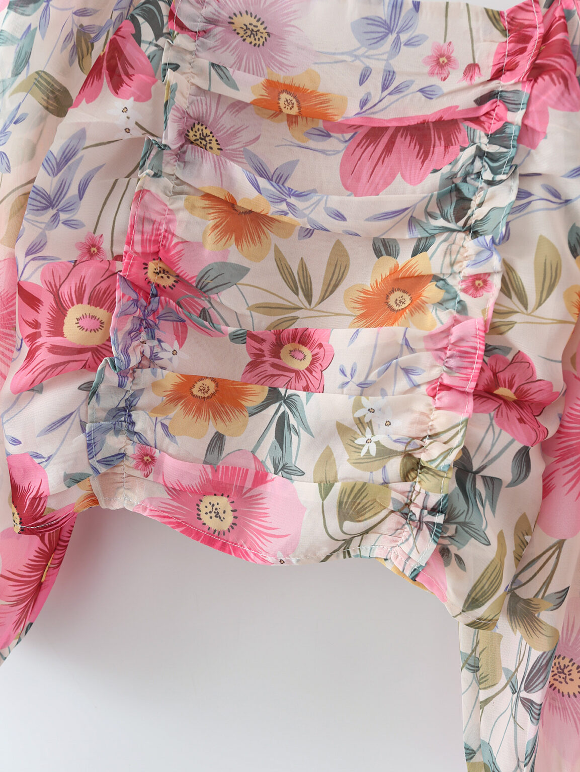 Summer Gentle Stylish Square Collar Long Sleeve Printed Pullover Chiffon Shirt for Women - Image 6