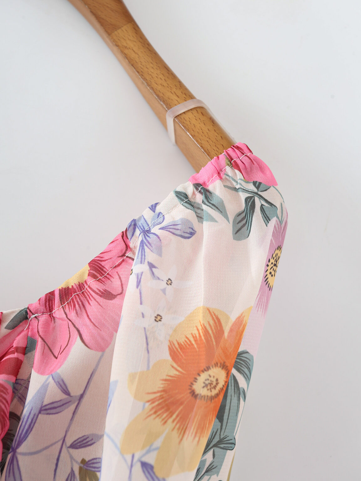 Summer Gentle Stylish Square Collar Long Sleeve Printed Pullover Chiffon Shirt for Women - Image 7