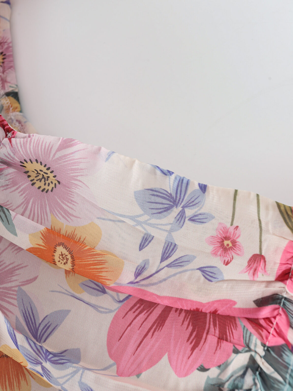 Summer Gentle Stylish Square Collar Long Sleeve Printed Pullover Chiffon Shirt for Women - Image 8
