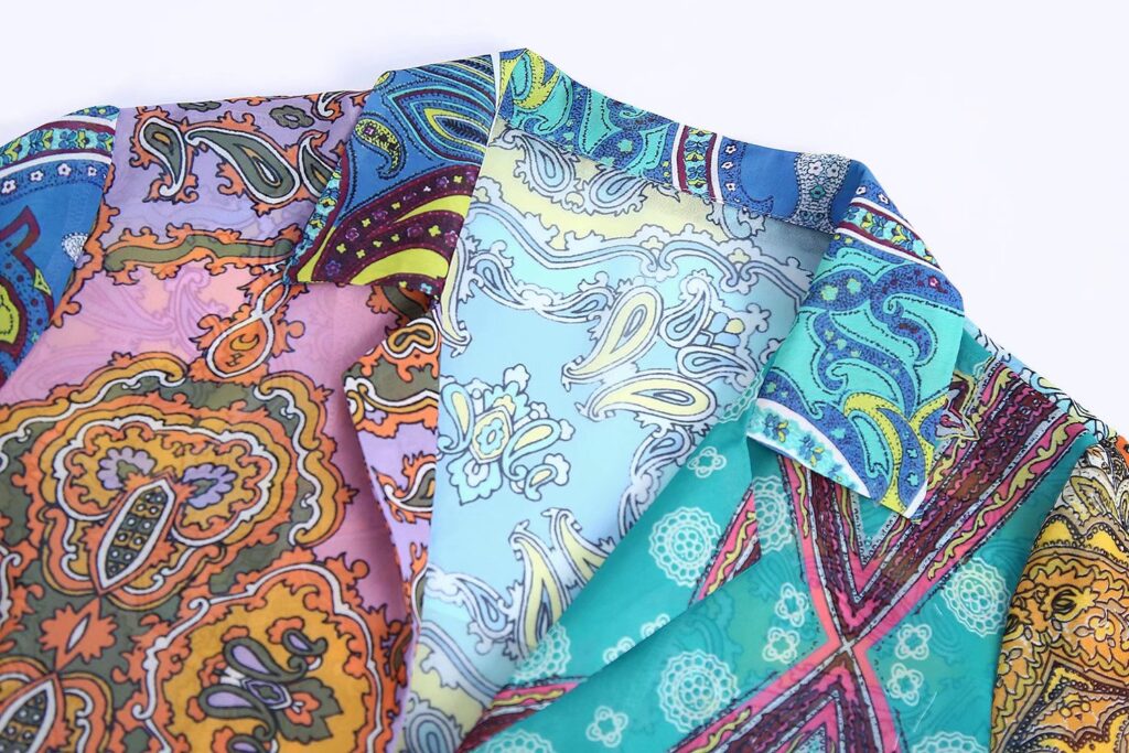 Summer Women Clothing Laminated Decoration Printed Shirt Patchwork Macthing - Image 8