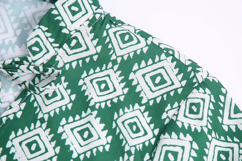 Summer Printed Long Sleeve Short Loose Dress - Image 8