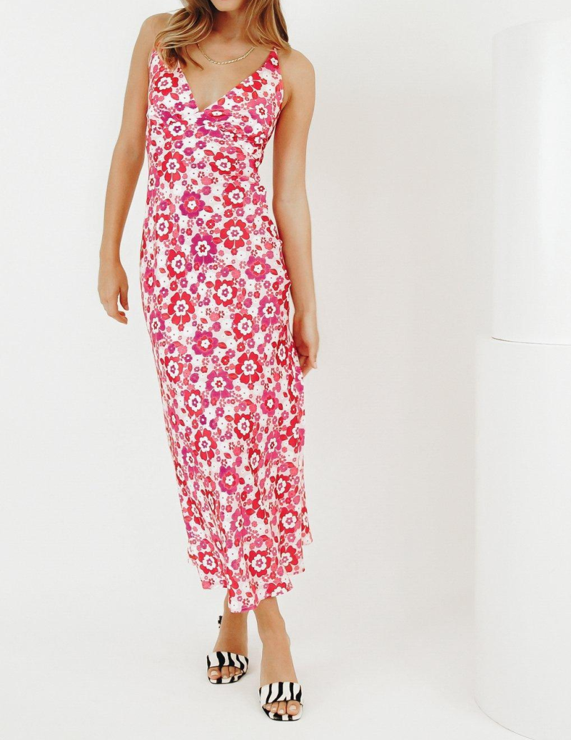 Spring Women Clothes Sweet Sleeveless Printed Strap Maxi Dress for Women Sundress