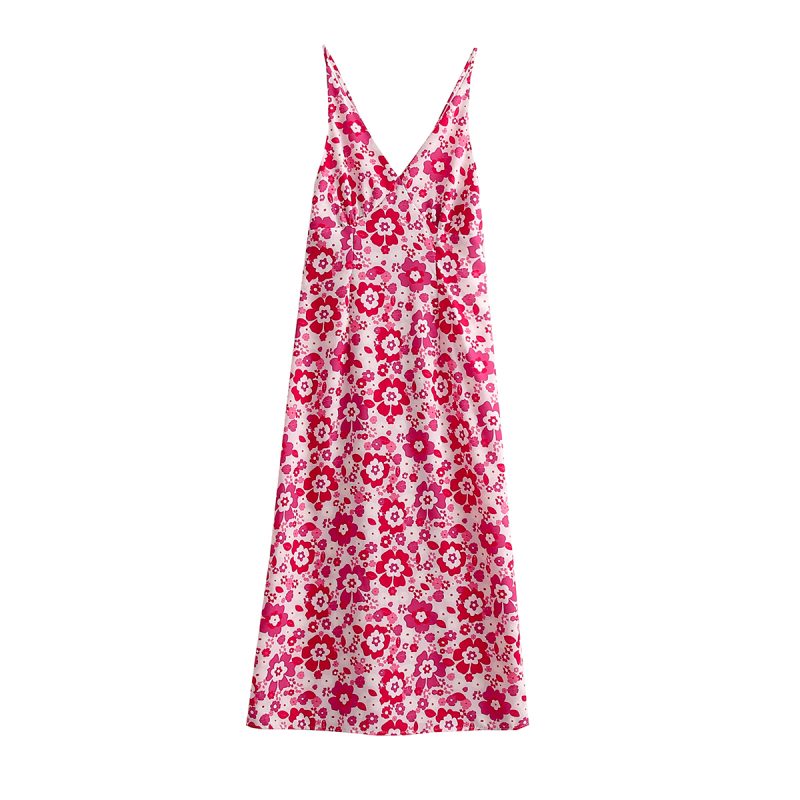 Spring Women Clothes Sweet Sleeveless Printed Strap Maxi Dress for Women Sundress - Image 6