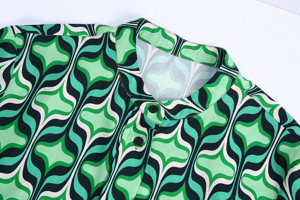 Printed Casual Shirt Simple Elegant Top Spring Summer High-Grade Stand Collar Buckle Women Clothing - Image 3