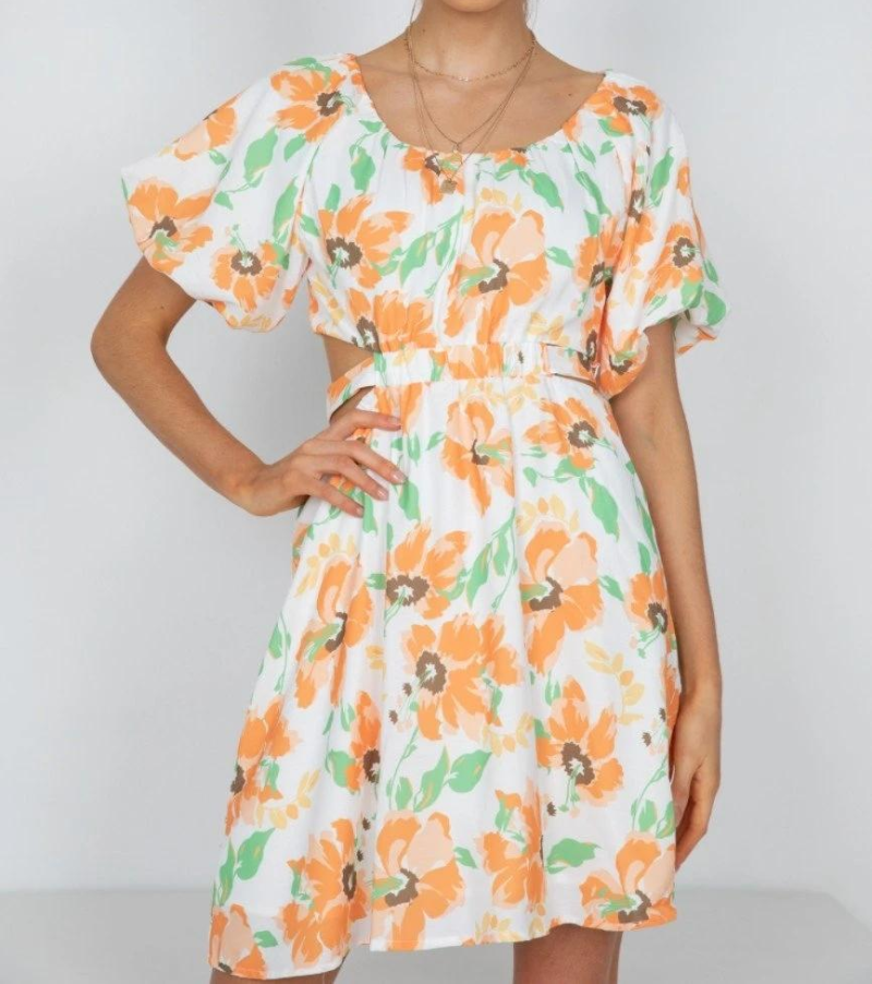 Women Spring Clothing New Holiday Short Sleeve Hollow Out Cutout Design Midi Dress for Women