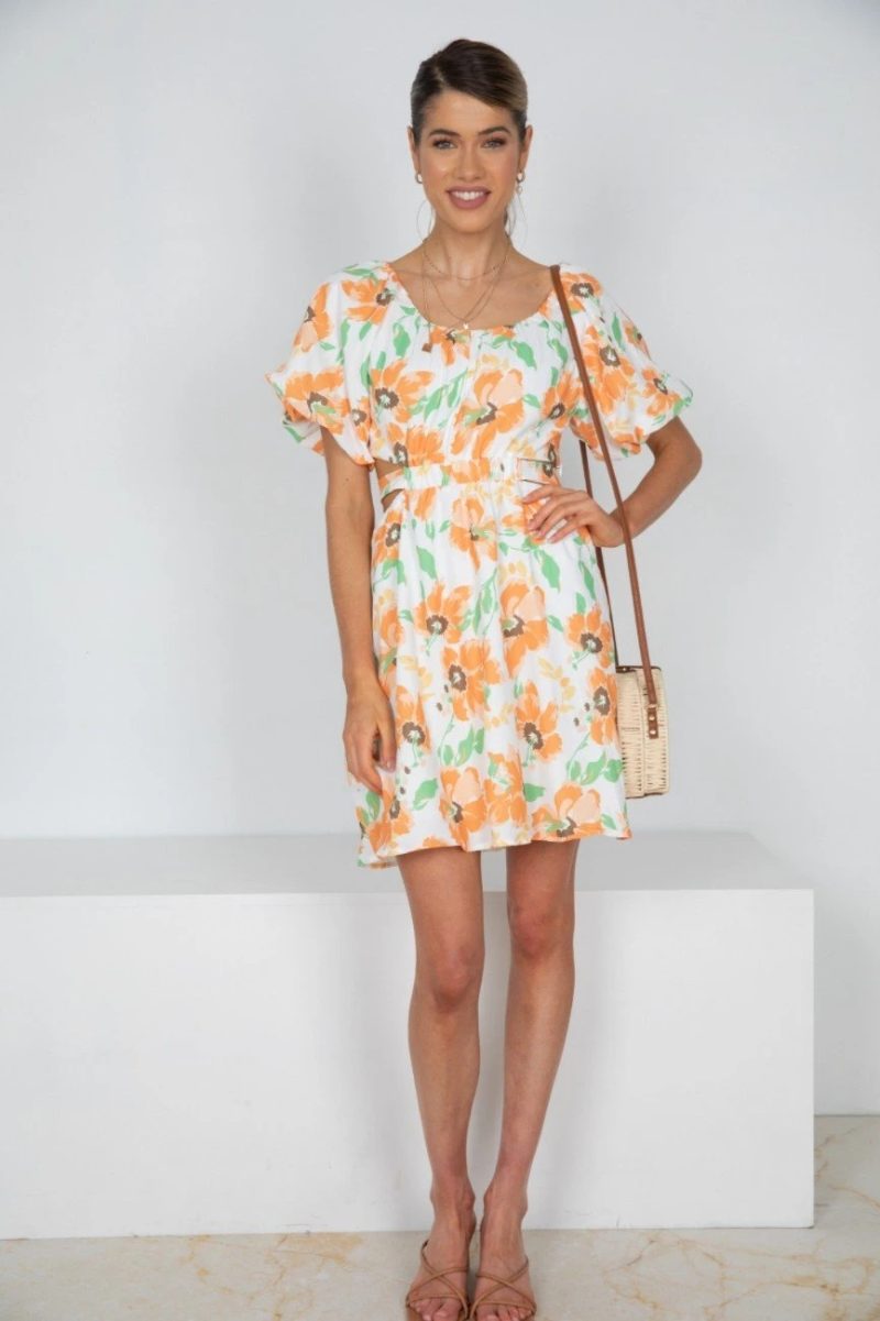 Women Spring Clothing New Holiday Short Sleeve Hollow Out Cutout Design Midi Dress for Women - Image 2
