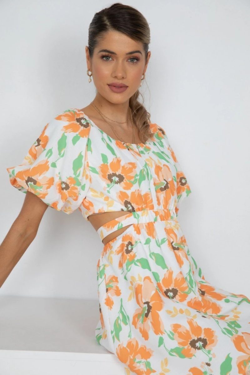 Women Spring Clothing New Holiday Short Sleeve Hollow Out Cutout Design Midi Dress for Women - Image 5