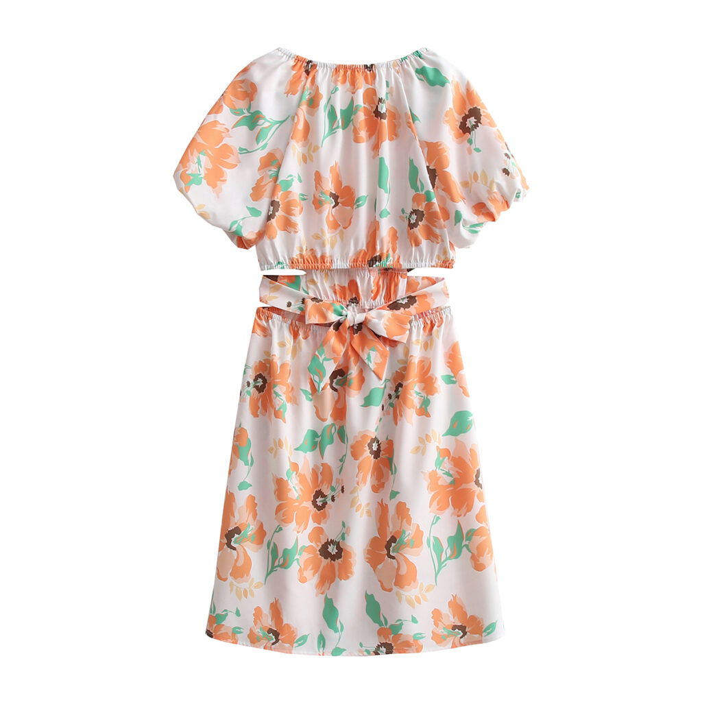 Women Spring Clothing New Holiday Short Sleeve Hollow Out Cutout Design Midi Dress for Women - Image 6