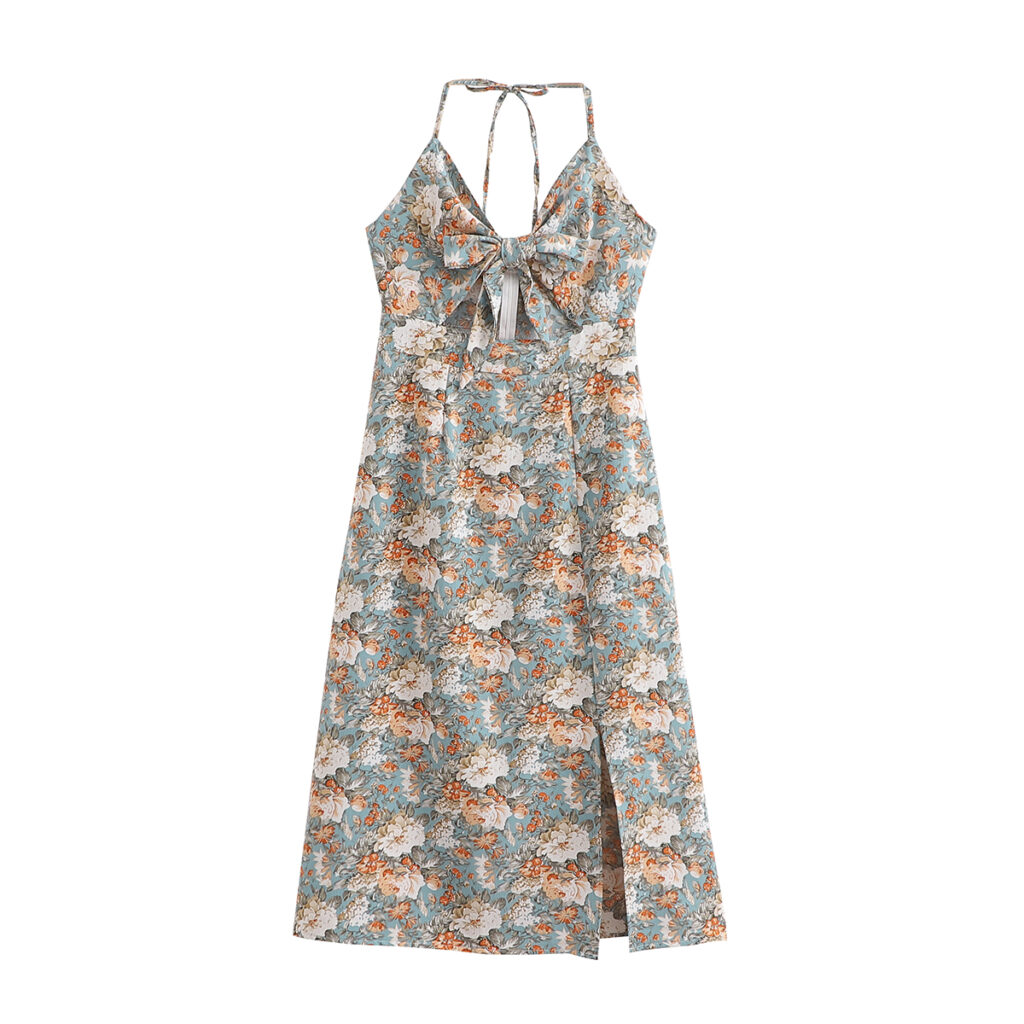 Spring Women Clothing Lace-up Hollow Out Cutout Cami Dress