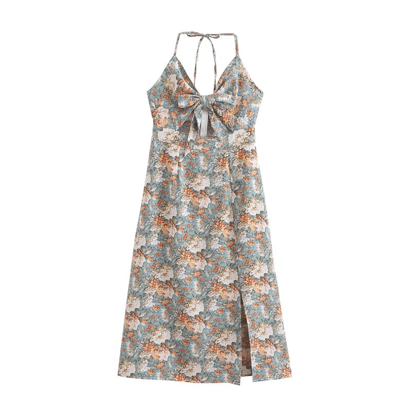 Spring Women Clothing Lace-up Hollow Out Cutout Cami Dress