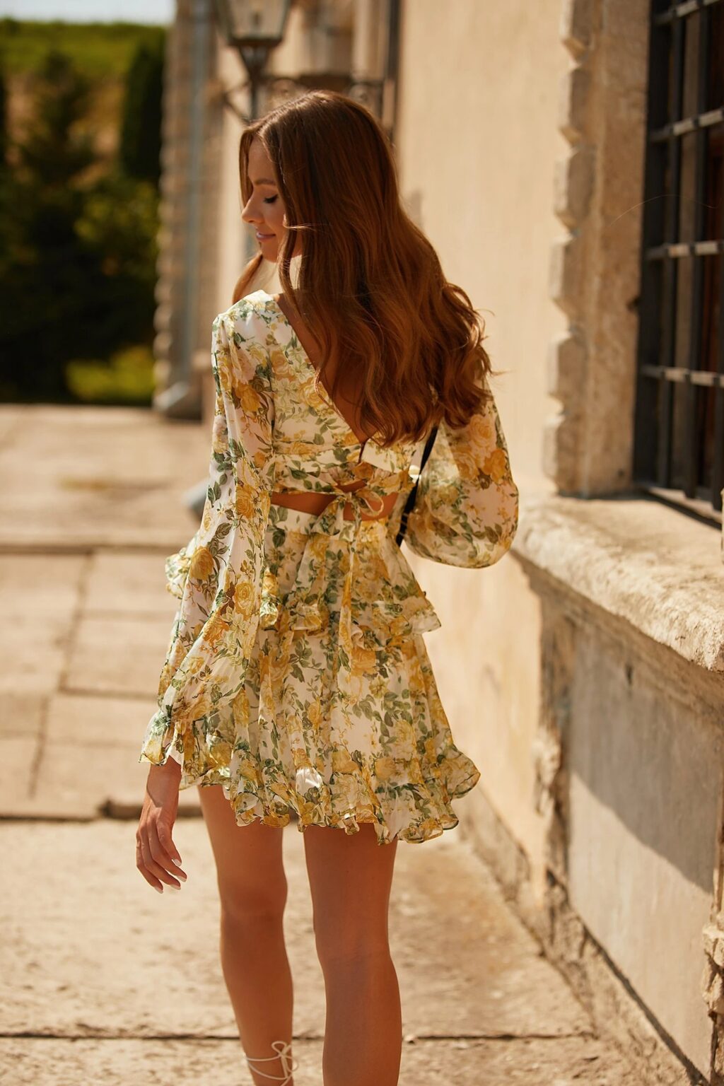 Spring Women New Chiffon Printed Two-Piece Suit Dress Tiered Dress - Image 2