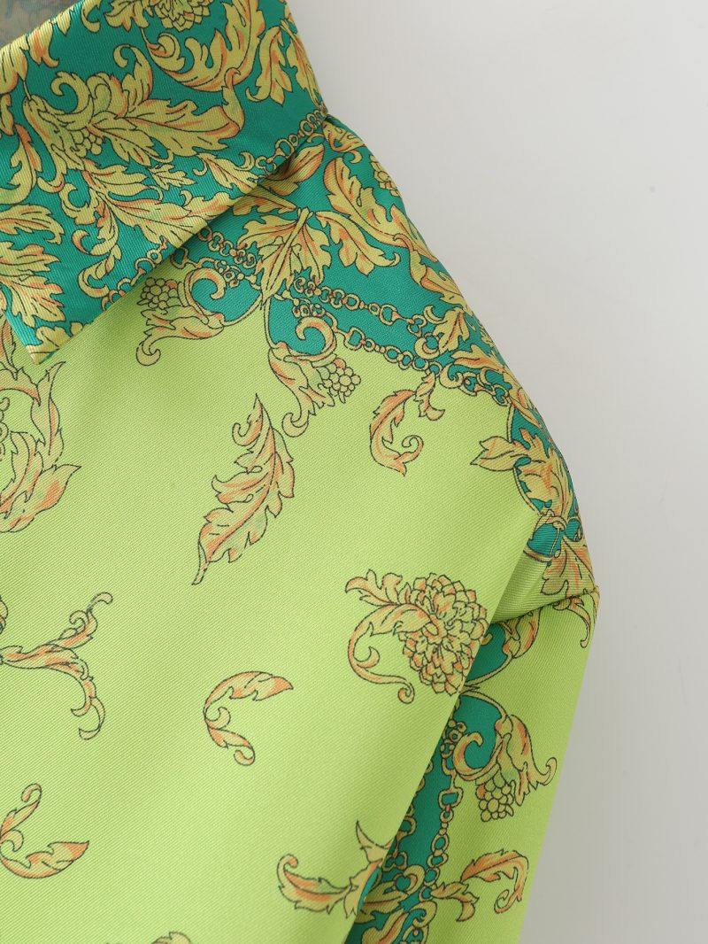 Summer New Fashion Retro Collared Single Breasted Green Long-Sleeved Shirt Women - Image 6