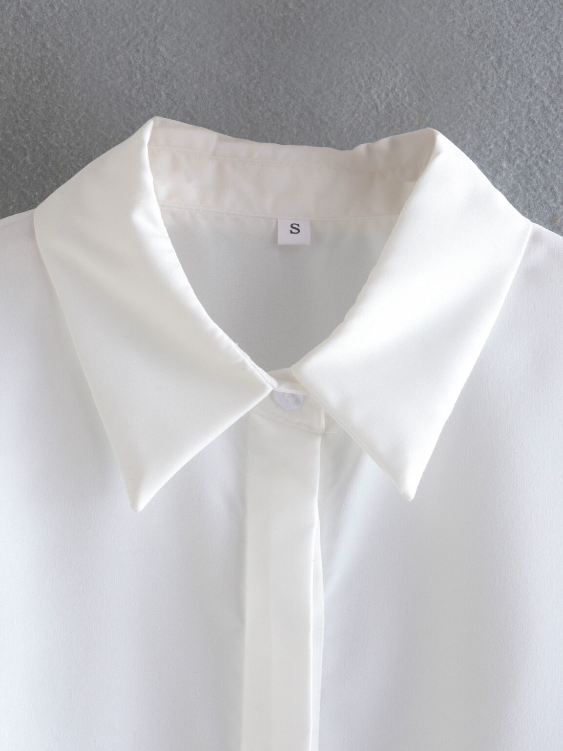 Spring New Fashionable Loose Collared Long Sleeves Purple Feather Stitching Poplin Shirt - Image 2
