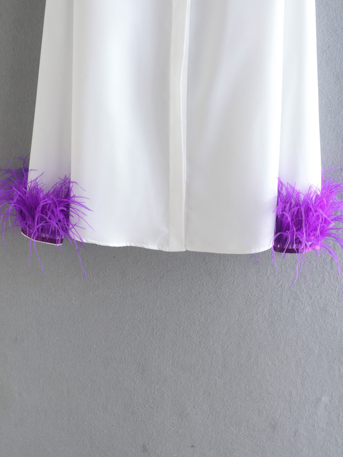 Spring New Fashionable Loose Collared Long Sleeves Purple Feather Stitching Poplin Shirt - Image 6