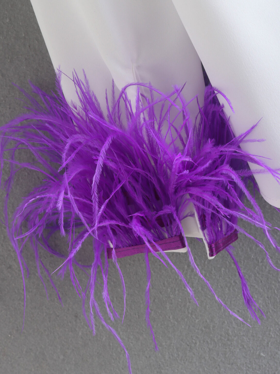 Spring New Fashionable Loose Collared Long Sleeves Purple Feather Stitching Poplin Shirt - Image 7
