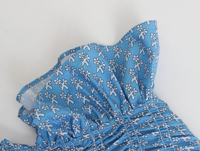 Spring Women Clothes New Casual V-neck Ruffled Sleeve Printed Maxi Dress Smocked Bohemian - Image 4