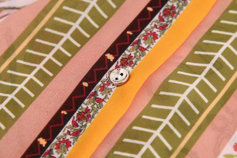 Summer New Women Clothing Bowknot Decoration Printed Shirt - Image 4