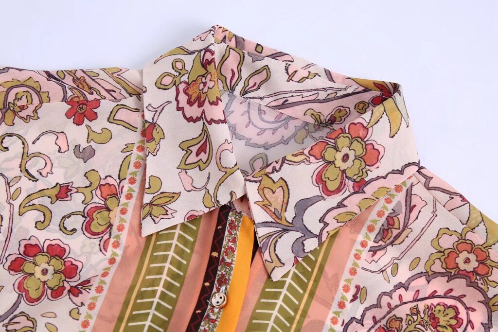 Summer New Women Clothing Bowknot Decoration Printed Shirt - Image 6