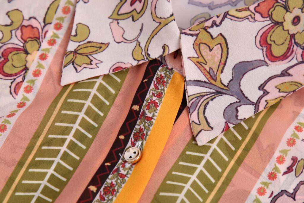 Summer New Women Clothing Bowknot Decoration Printed Shirt - Image 7
