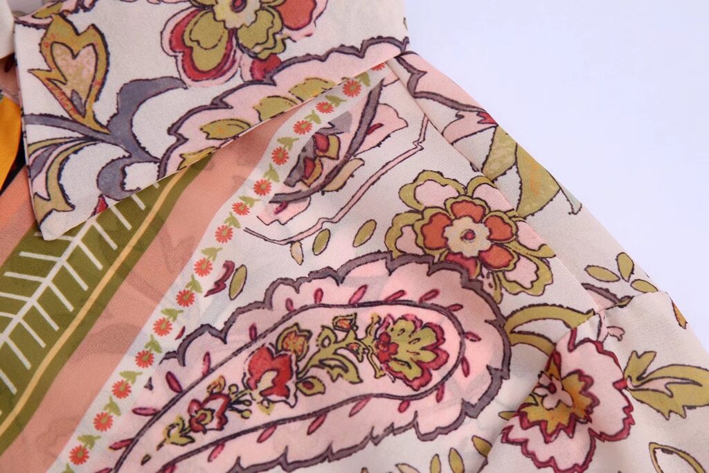 Summer New Women Clothing Bowknot Decoration Printed Shirt - Image 8
