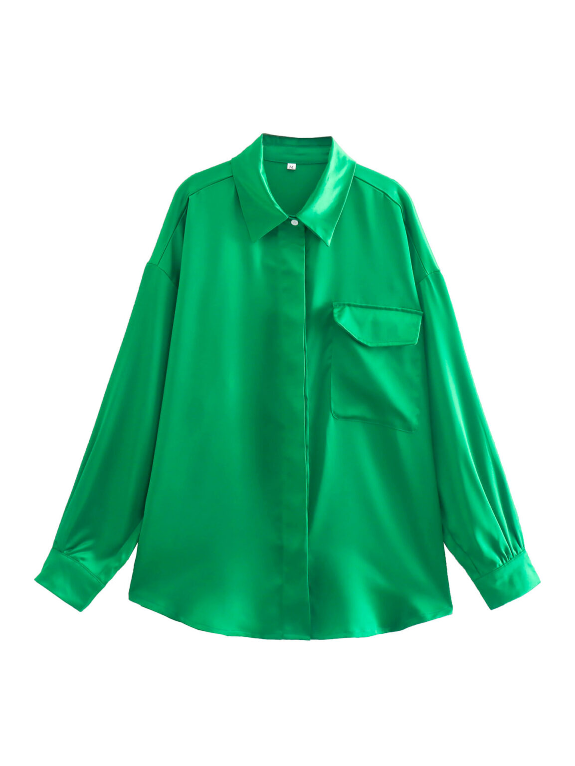 Spring Summer Women Silk Satin Texture Loose Shirt - Image 2