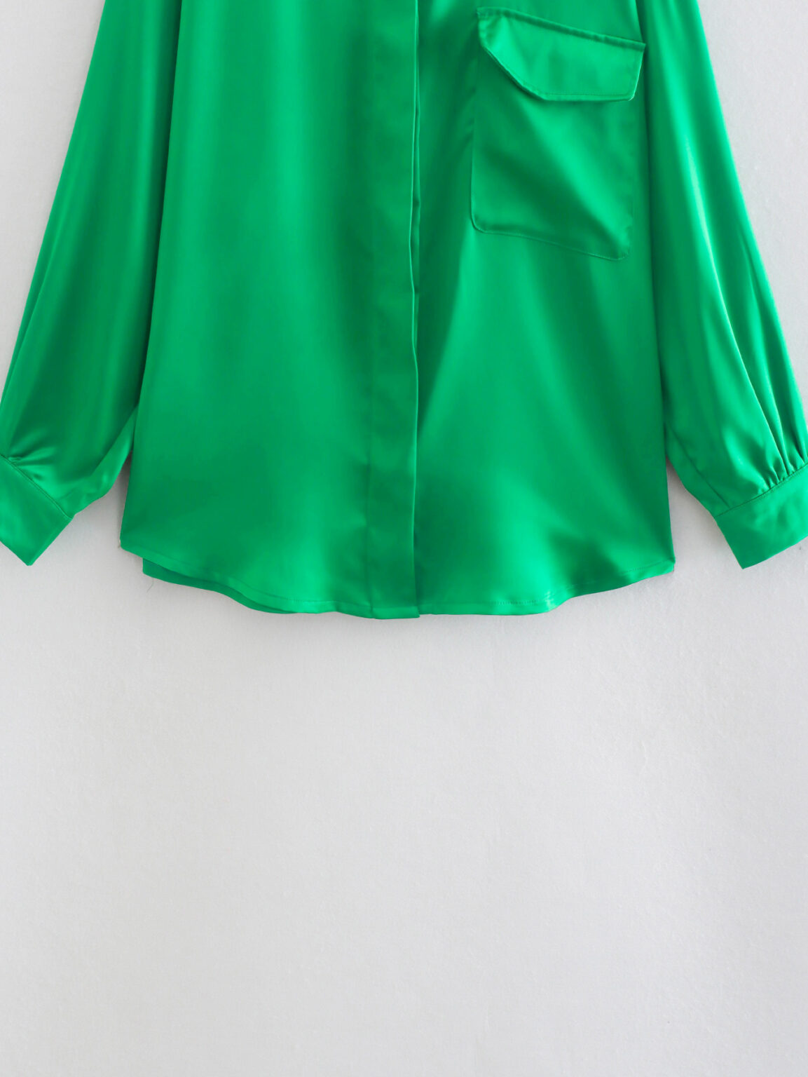 Spring Summer Women Silk Satin Texture Loose Shirt - Image 3
