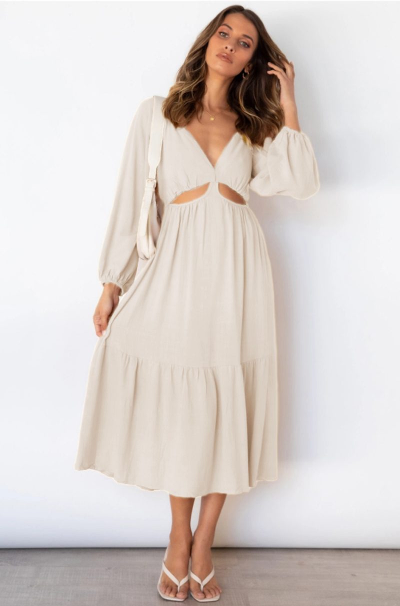 V Collar Solid Color Long Sleeves - Image 7