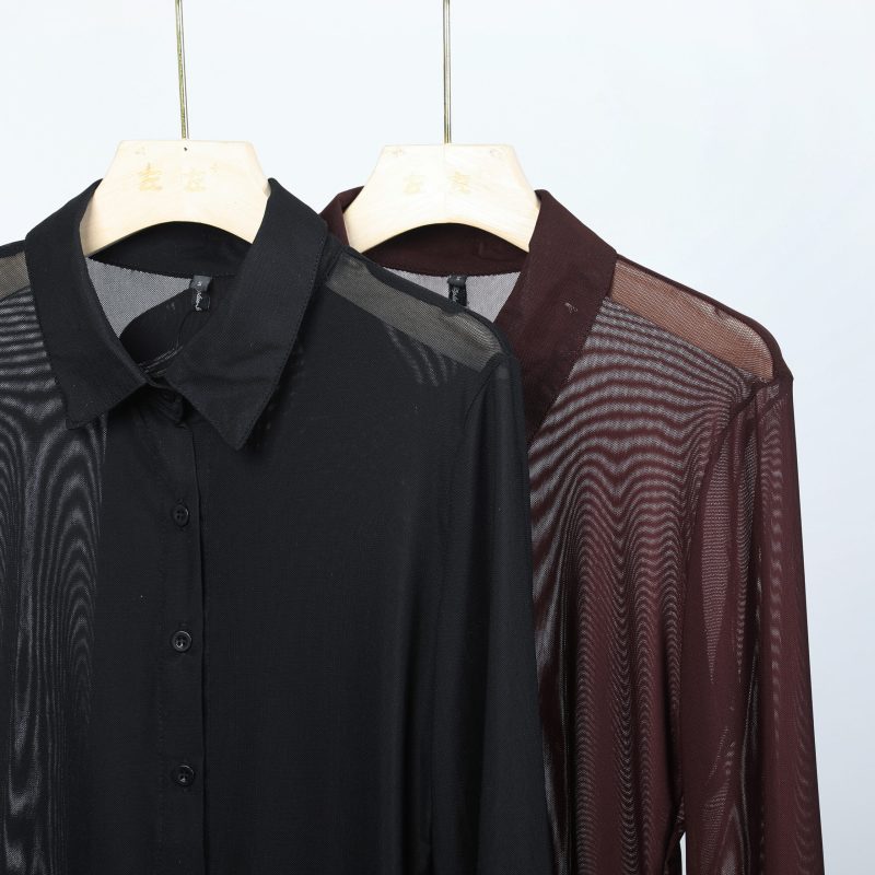 sexy Sexy See-through Sun Protection Shirt Summer Collared Single Breasted Outerwear Shirt Top - Image 2