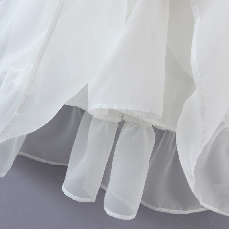 Women White Gauzy off-the-Shoulder Puff Sleeve Dress Princess Dress - Image 3