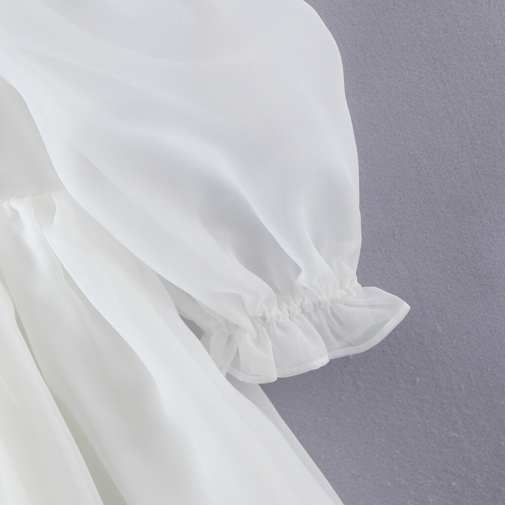 Women White Gauzy off-the-Shoulder Puff Sleeve Dress Princess Dress - Image 5