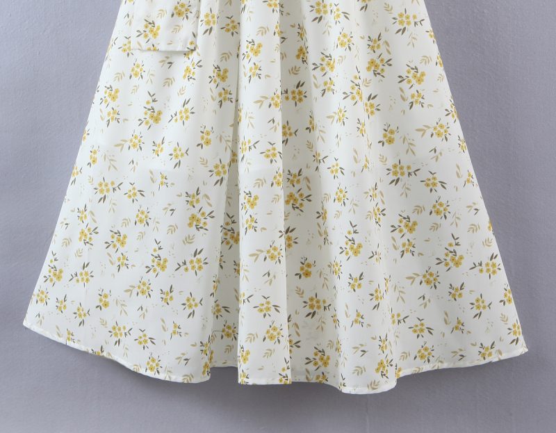Spring Women Clothing Various Wearing Methods Floral Print Lace-up Puff Sleeve Dress - Image 4