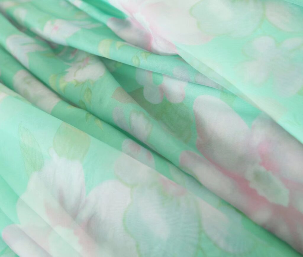Organza Floral Print Dress Puff Sleeve Tight Waist Princess Dress Spring Summer Fresh Girl Maxi Dress Sheer - Image 7